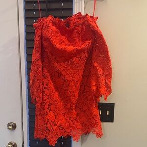 FREE PEOPLE Vibrant Red Lace Dress